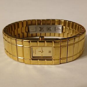 Steve Madden Watch Ice Cube Gold Tone SM1105 WR 3ATM Solid Stainless Steel Japan